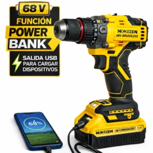 Taladro Inalámbrico NORZZEN N-2140 68V Brushless + Power Bank + Kit 45 Piezas